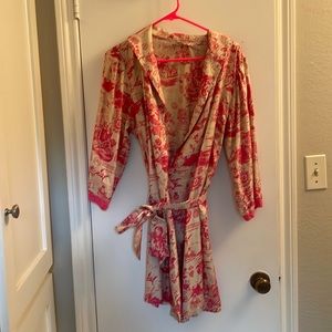 Juicy Couture Pink Toile Silk Robe